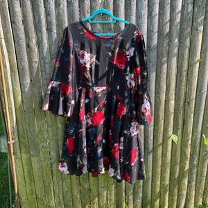 Anthropologie Holding Horses Black Floral Inamorata Dress, Size XL.